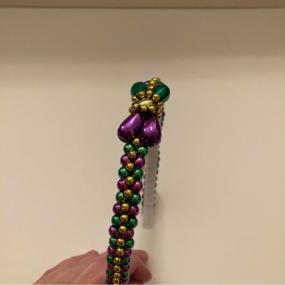 NEW Mardi Gras Beaded Bow Headband New Orleans Parade Coquette Hair Accessories - Picture 8 of 12